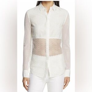 rag & bone White Mesh Button-Down Shirt